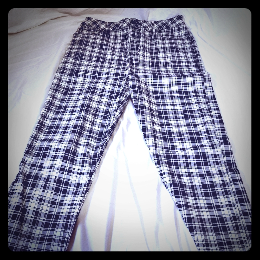 LOWEST SALE! Stretch Plaid Black & White Denim